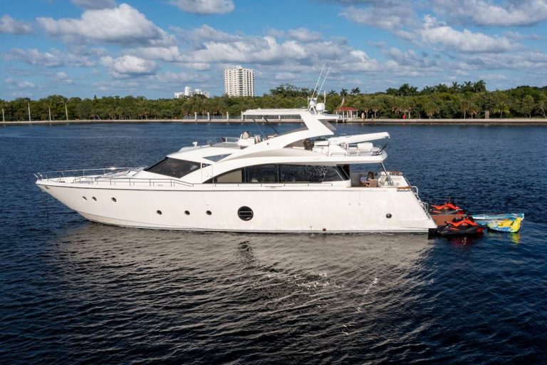 75' Aicon Therapy Miami Beach Marina Yacht Rental Luxury Charter Jetskis Waterslide South Beach Bimini The Bahamas