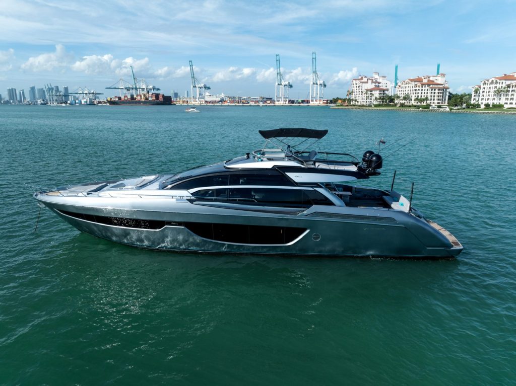 76 Riva Recreational Use Miami Luxury Day Charter Rental South Beach Modern Yacht Bimini Day Trip Same Day 