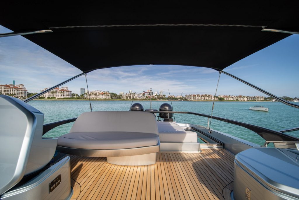 76 Riva Recreational Use Miami Luxury Day Charter Rental South Beach Modern Yacht Bimini Day Trip Same Day 