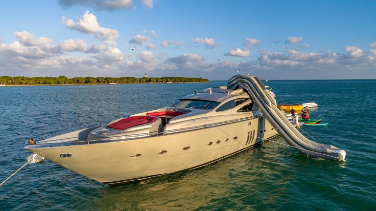 90 Pershing Regal Miami Luxury Yacht Rental Charter Bimini Rooster Tail Day Trip The Bahamas Water Slide