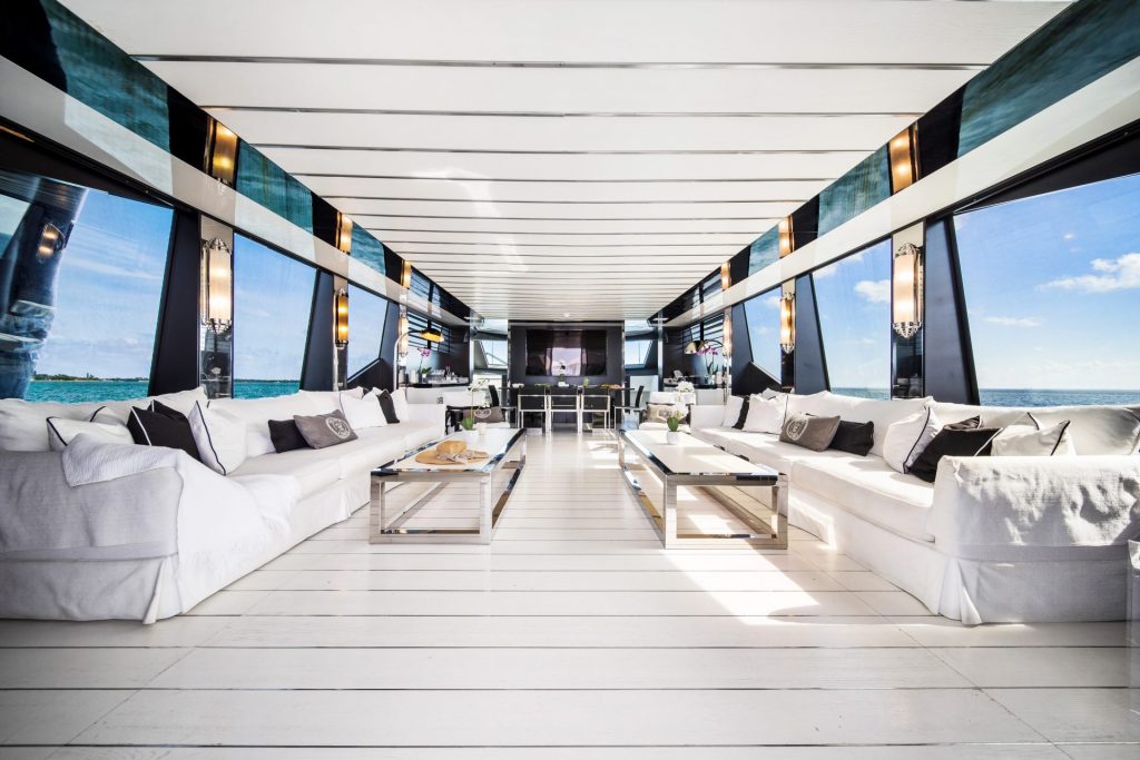 120 Tecnomar Double Shot Miami Yacht Rental Luxury Mega Super Yacht for Charter Miami The Bahamas Bimini