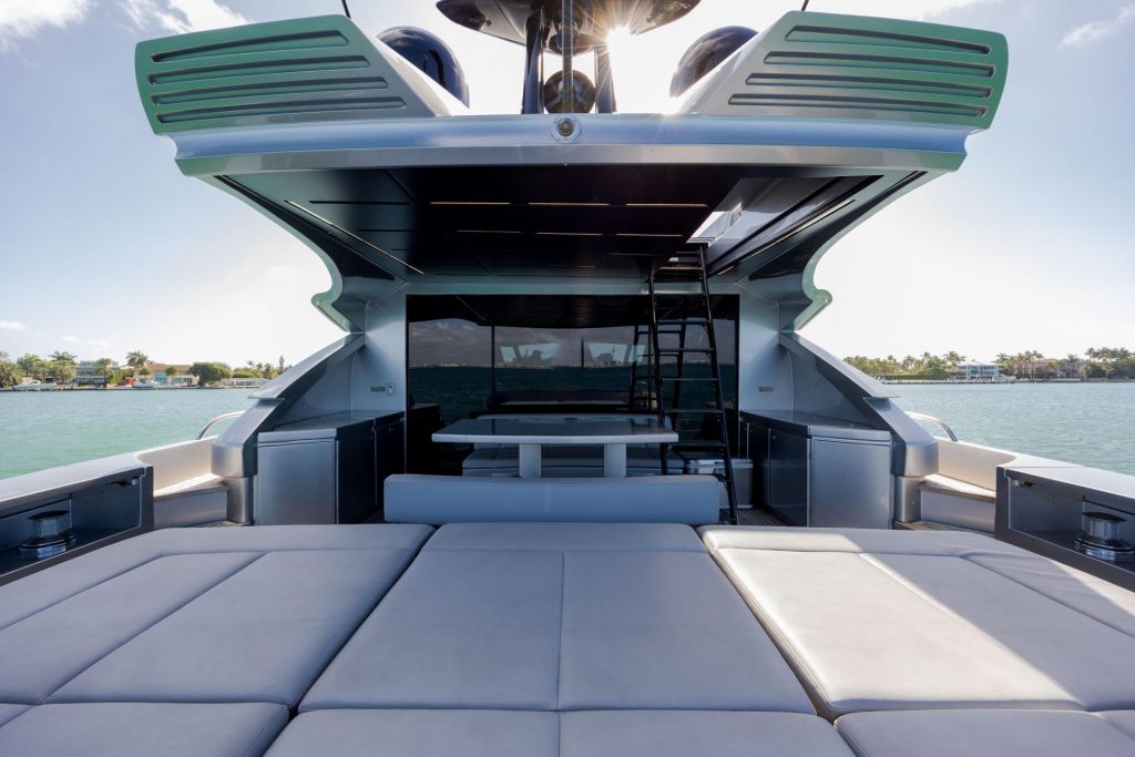 82' Pershing Milagros Luxury Yacht Party Rental Charter Miami Bimini 