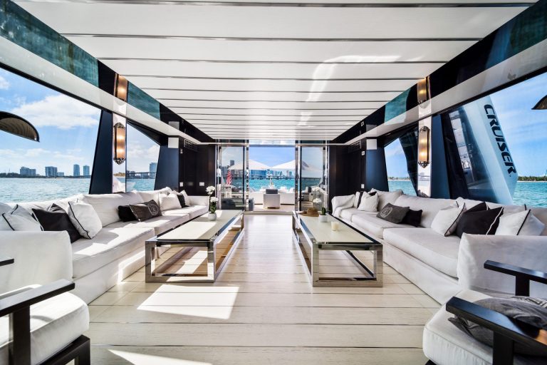 120 Tecnomar Double Shot Miami Yacht Rental Luxury Mega Super Yacht for Charter Miami The Bahamas Bimini