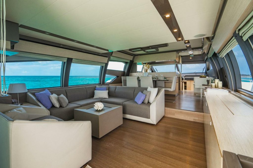 78 Ferretti KUDU Miami Day Luxury Yacht Rental Term Multiday Charter Bimini The Bahamas Modern YachtLuxe