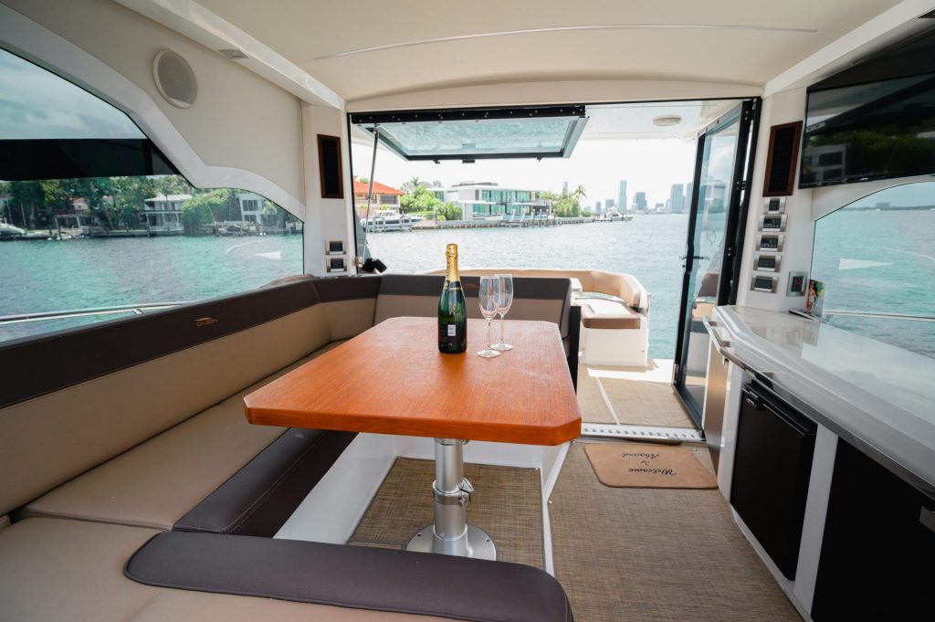 45 Galeon HTS 425 Kira Miami Luxury Day Charter Brickell South Beach Yacht Rental