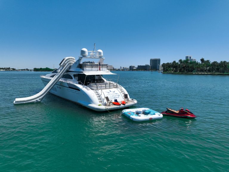 105' Leopard Carpe Diem Miami Luxury Yacht Charter jetski slide