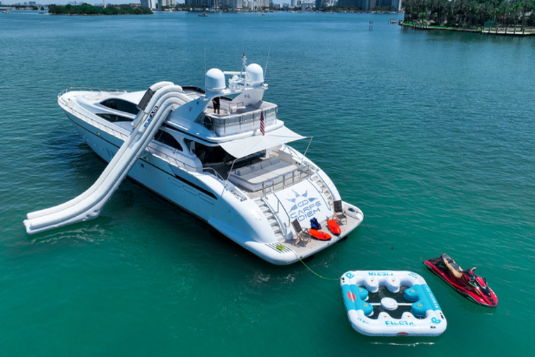 105' Leopard Carpe Diem Miami Luxury Yacht Charter jetski slide