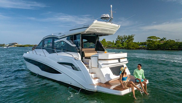 45 Galeon HTS 425 Kira Miami Luxury Day Charter Brickell South Beach Yacht Rental