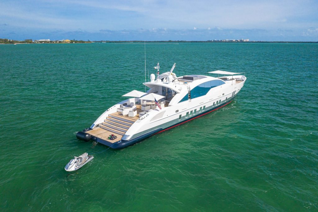 120 Tecnomar Double Shot Miami Yacht Rental Luxury Mega Super Yacht for Charter Miami The Bahamas Bimini