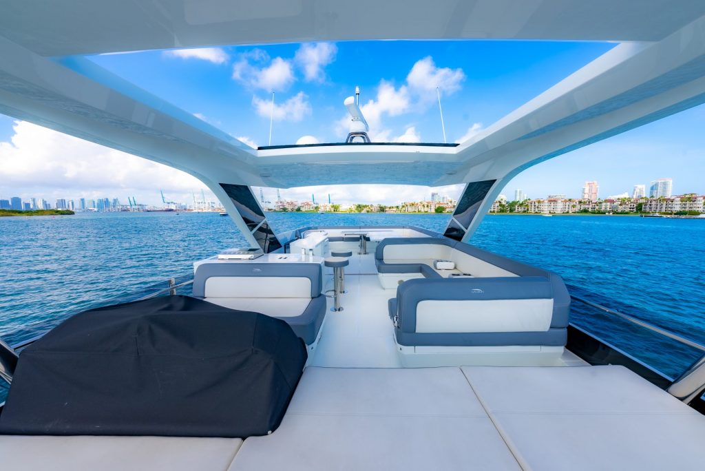 68 Galeon Our Next Chapter 640 Flybridge Miami Luxury Modern Day Yacht Charter Bimini Bahamas Round Trip Bayside