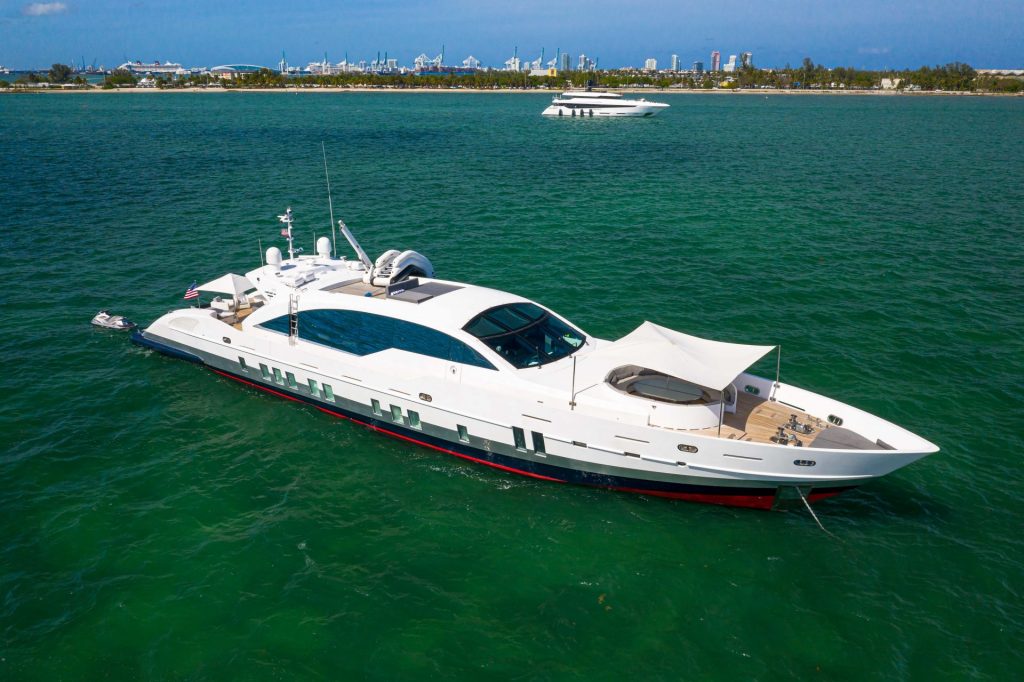 120 Tecnomar Double Shot Miami Yacht Rental Luxury Mega Super Yacht for Charter Miami The Bahamas Bimini