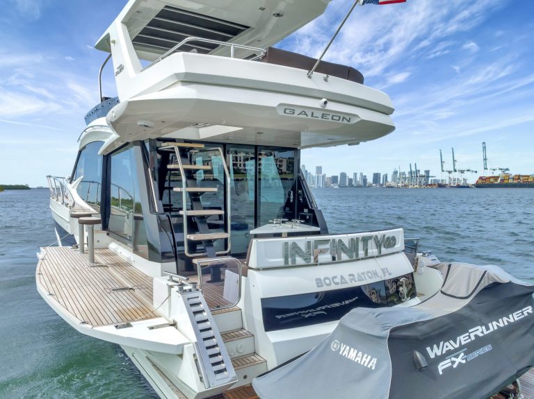 53 Galeon Fly Infinity Luxury Modern Miami Yacht Rental Charter South Beach Brickell Downtown YachtLuxe