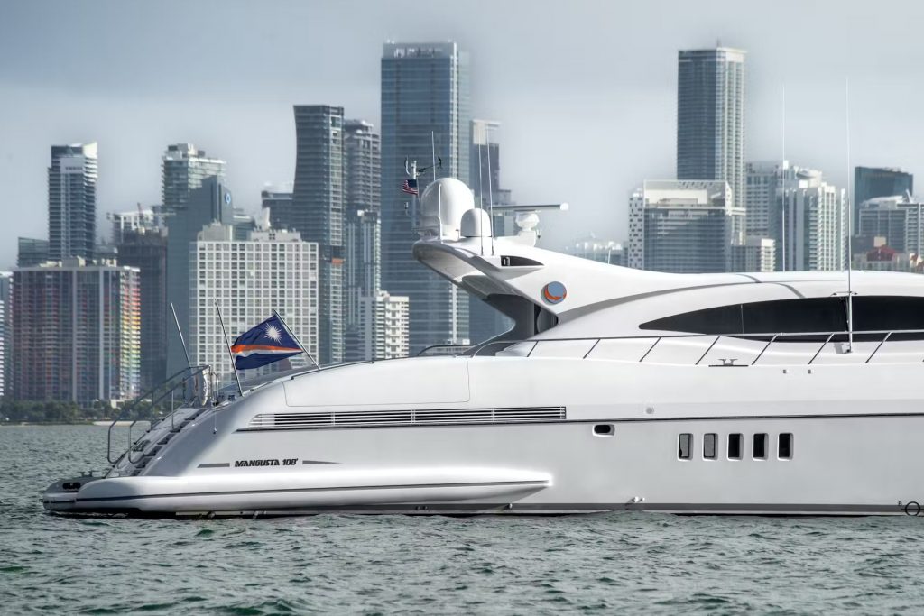 108' Mangusta Overmarine TOTAL Miami Nassau Bimini Carribean Day Term Luxury Super Mega Yacht Charter and rentals