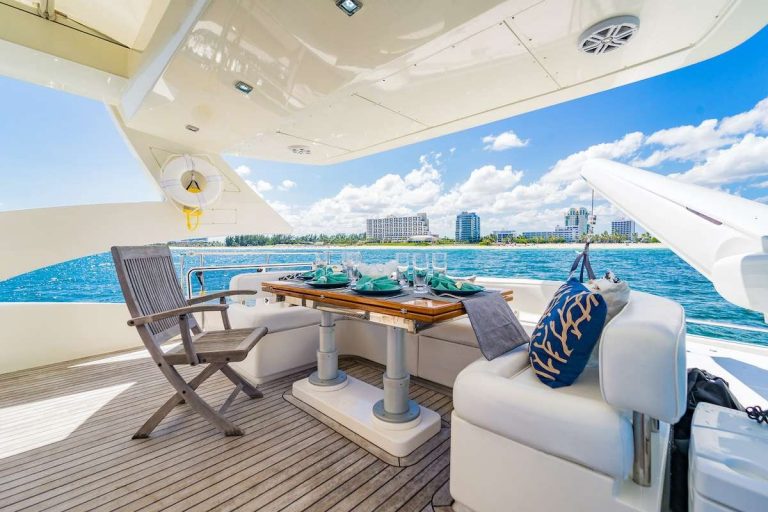 75' Aicon Therapy Miami Beach Marina Yacht Rental Luxury Charter Jetskis Waterslide South Beach Bimini The Bahamas