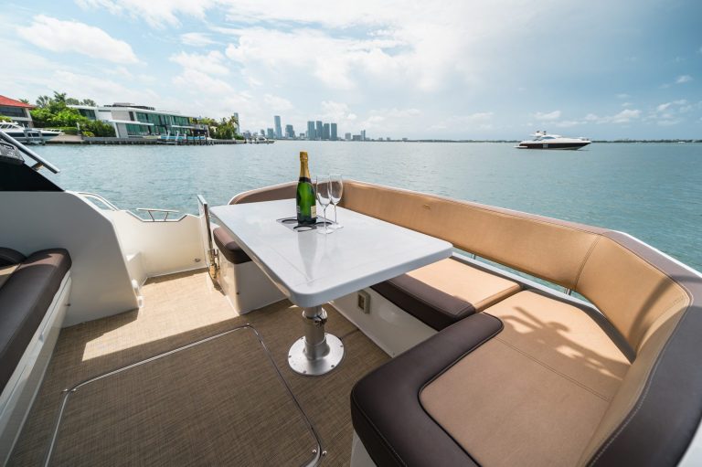 45 Galeon HTS 425 Kira Miami Luxury Day Charter Brickell South Beach Yacht Rental