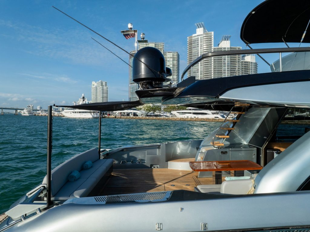 76 Riva Recreational Use Miami Luxury Day Charter Rental South Beach Modern Yacht Bimini Day Trip Same Day 