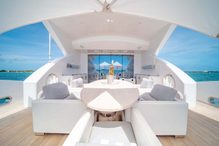 120 Tecnomar Double Shot Miami Yacht Rental Luxury Mega Super Yacht for Charter Miami The Bahamas Bimini