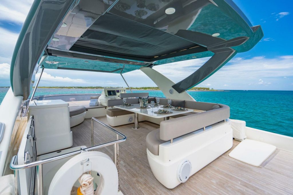 78 Ferretti KUDU Miami Day Luxury Yacht Rental Term Multiday Charter Bimini The Bahamas Modern YachtLuxe