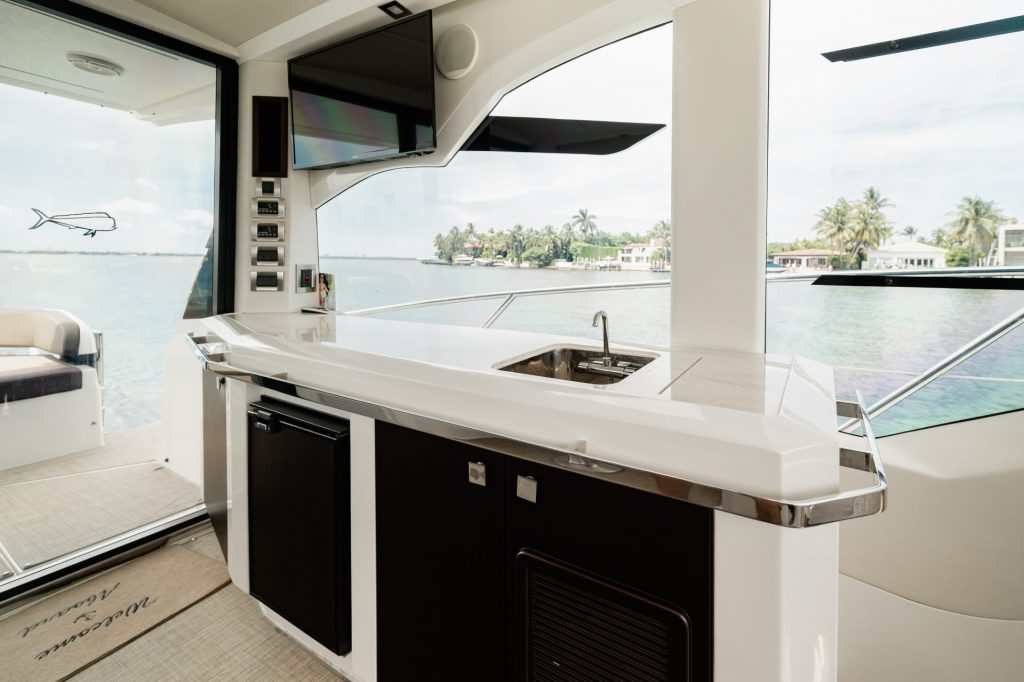 45 Galeon HTS 425 Kira Miami Luxury Day Charter Brickell South Beach Yacht Rental