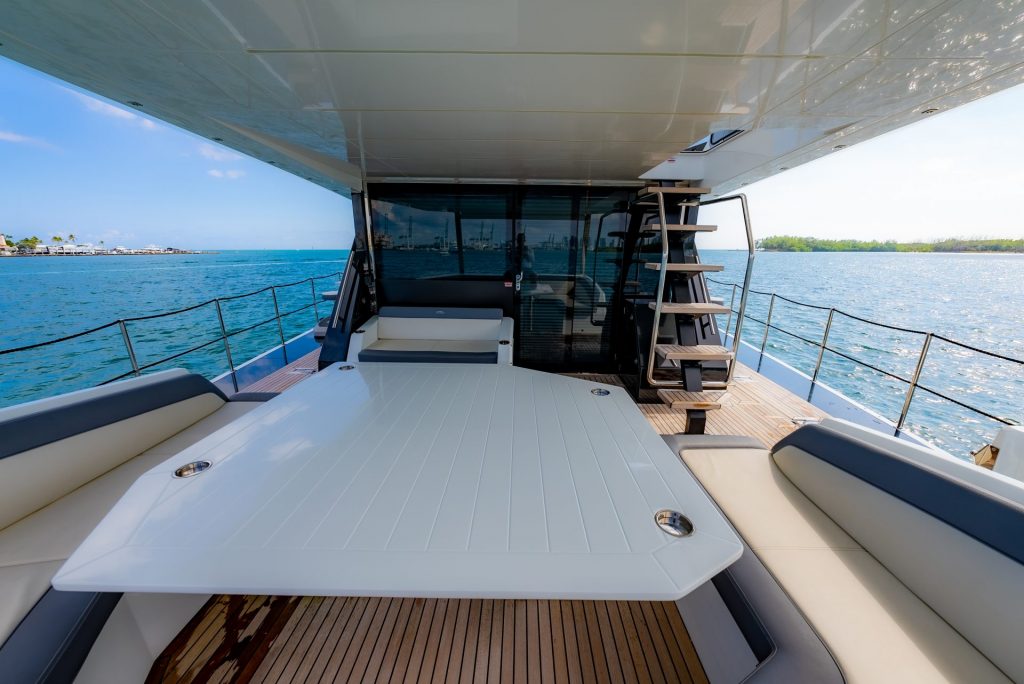 68 Galeon Our Next Chapter 640 Flybridge Miami Luxury Modern Day Yacht Charter Bimini Bahamas Round Trip Bayside