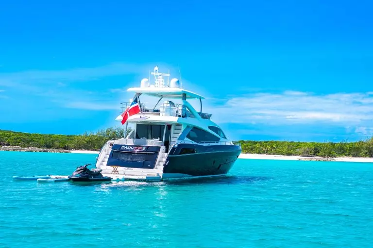 75 Sunseeker Daddy's $ Nassa Bay Street Paradise Island Yacht Charter Rental Pig Beach Staniel The Bahamas YachtLuxe