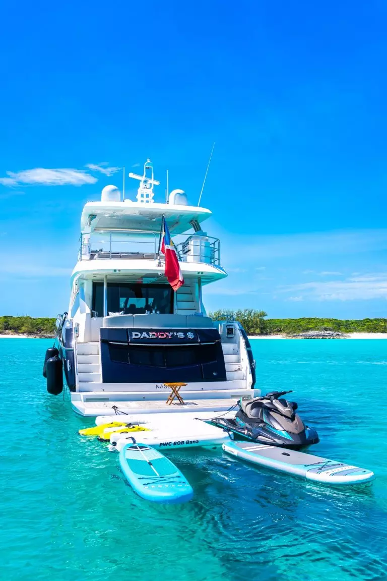 75 Sunseeker Daddy's $ Nassa Bay Street Paradise Island Yacht Charter Rental Pig Beach Staniel The Bahamas YachtLuxe